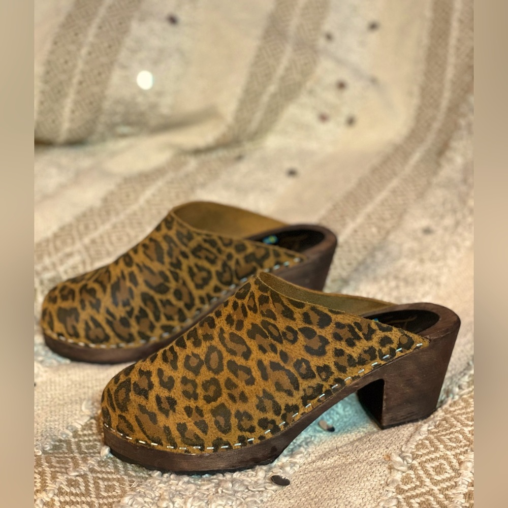 Lotta’s From Stockholm Leopard Print Clogs